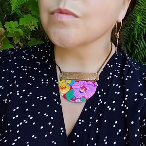 Upcycled Tin & Hammered Brass Necklace Issabeau Jewelry Handmade